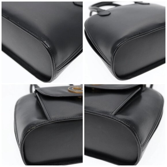 CELINE Hand Bag Leather 2way Black Gold Auth 85493 - Picture 14 of 16